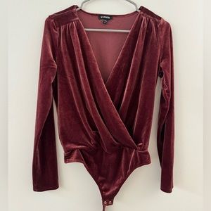 Express Wine Red Velvet Body Suit